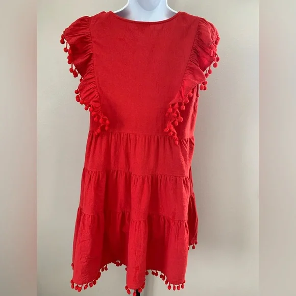 Umgee Red Embroidered Dress with Floral Details - Picture 2 of 16